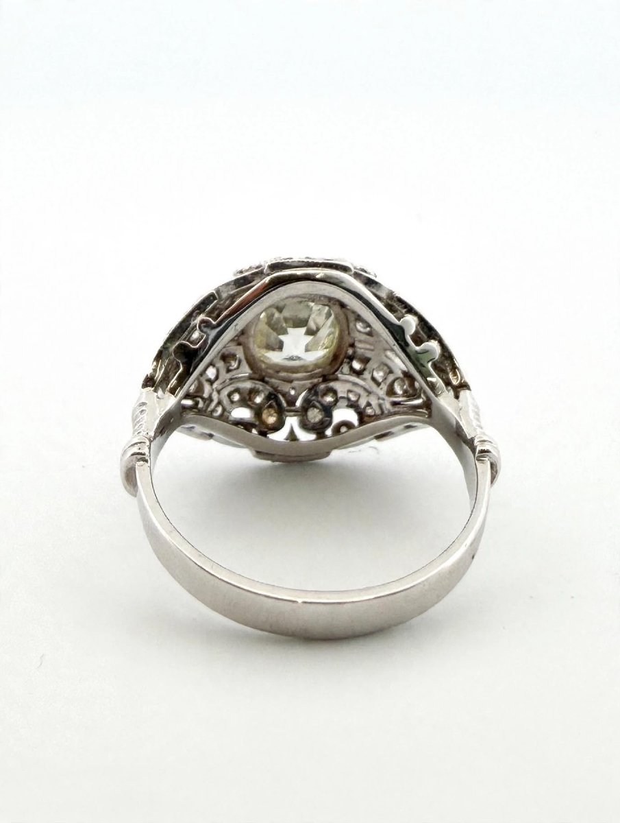 Anello Vintage in Oro bianco 18 Kt con Diamanti taglio antico Ct 2.10-photo-2