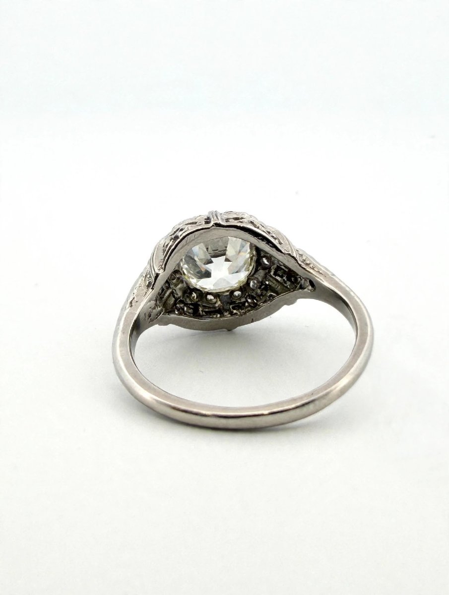 Anello Art Decò in Platino con Diamanti-photo-1