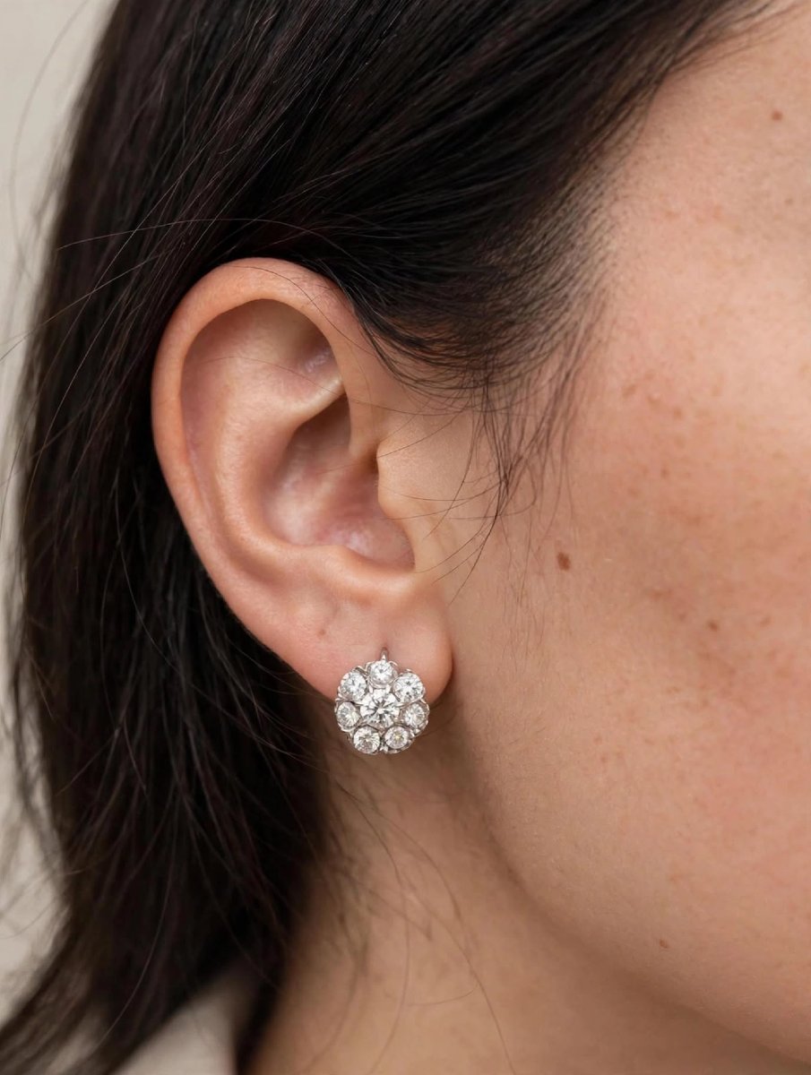 Orecchini Vintage in Platino con Diamanti-photo-2