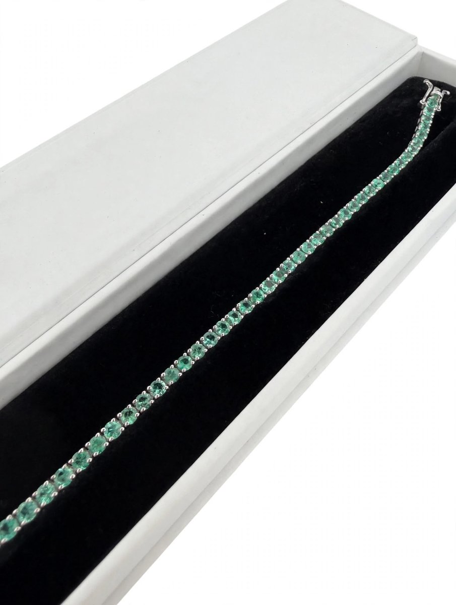 Bracciale tennis in Oro bianco 18Kt con Smeraldi-photo-2