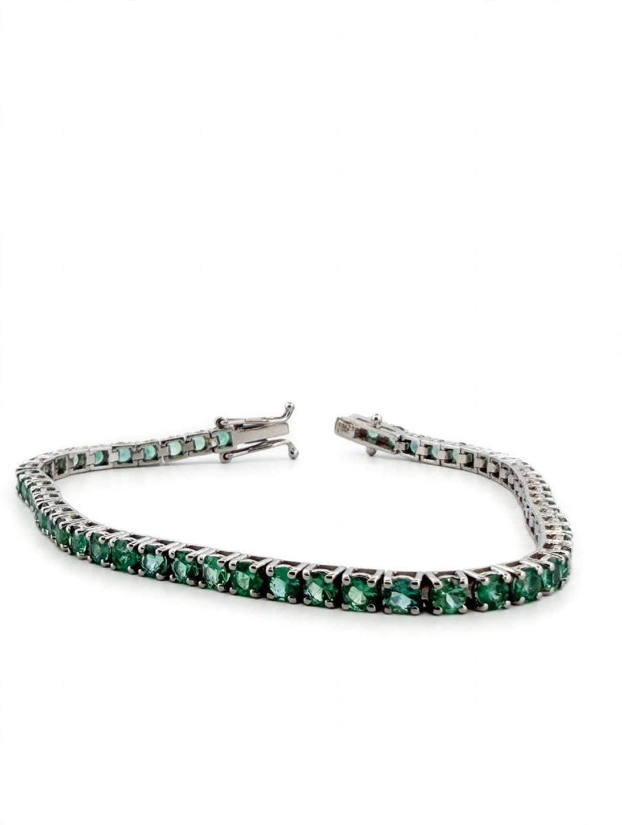 Bracciale tennis in Oro bianco 18Kt con Smeraldi-photo-3
