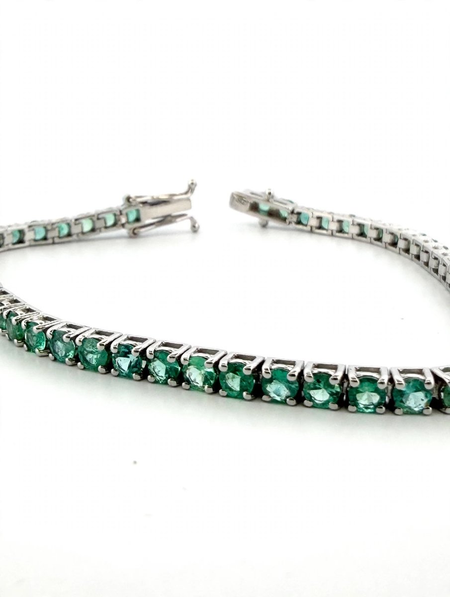 Bracciale tennis in Oro bianco 18Kt con Smeraldi-photo-4