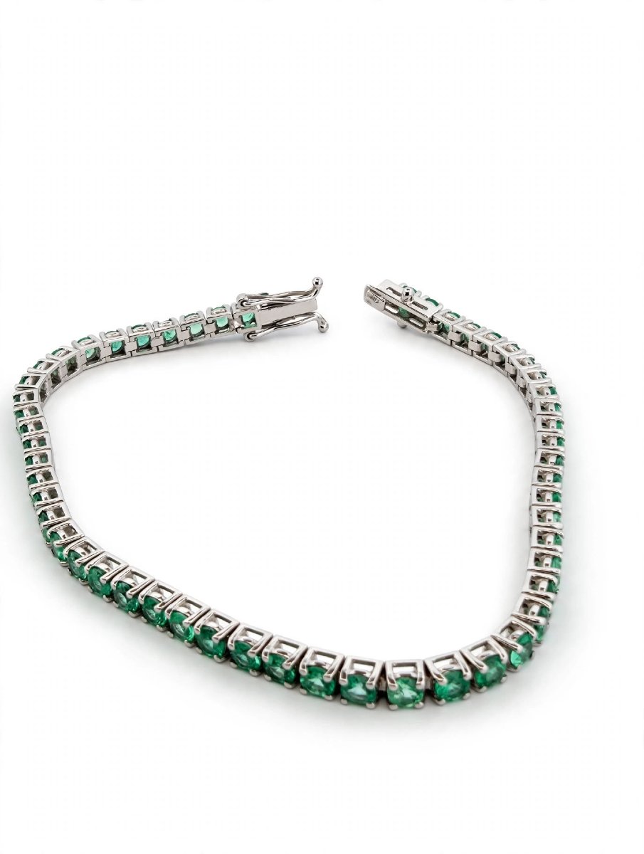 Bracciale tennis in Oro bianco 18Kt con Smeraldi-photo-1