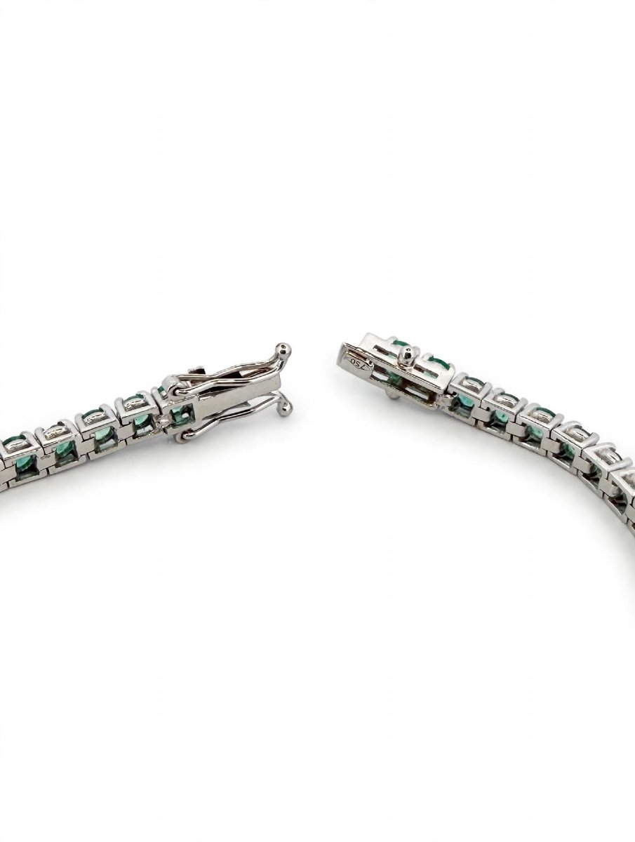 Bracciale tennis in Oro bianco 18Kt con Smeraldi-photo-2