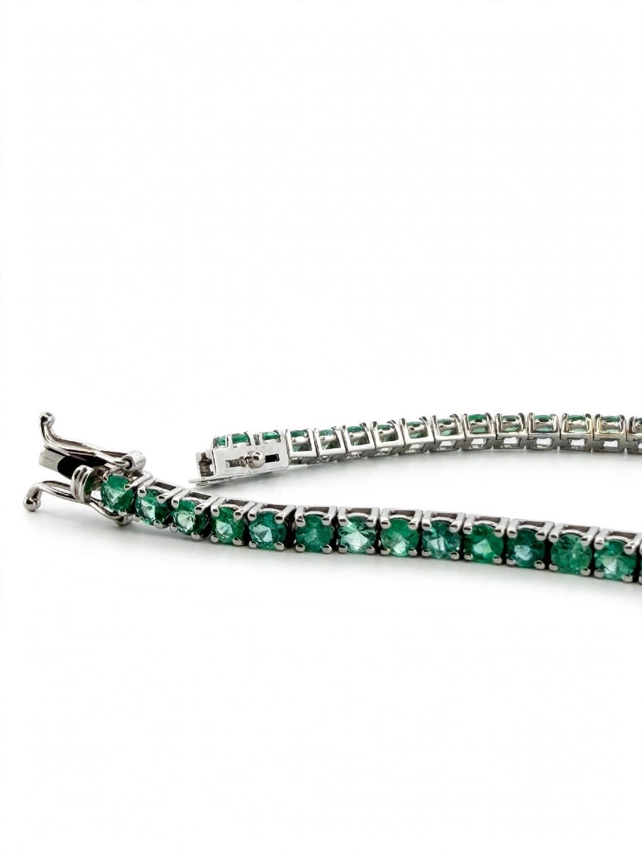 Bracciale tennis in Oro bianco 18Kt con Smeraldi-photo-3