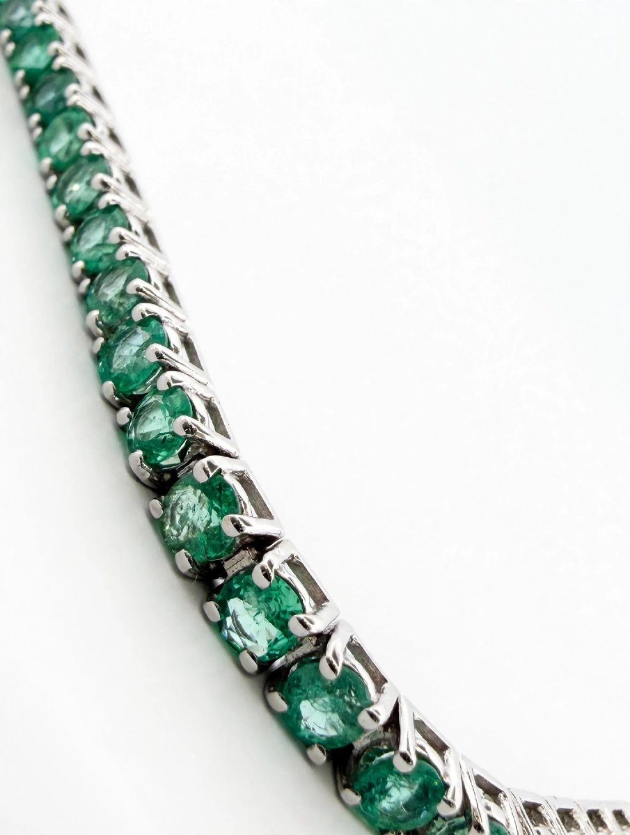 Bracciale tennis in Oro bianco 18Kt con Smeraldi-photo-4