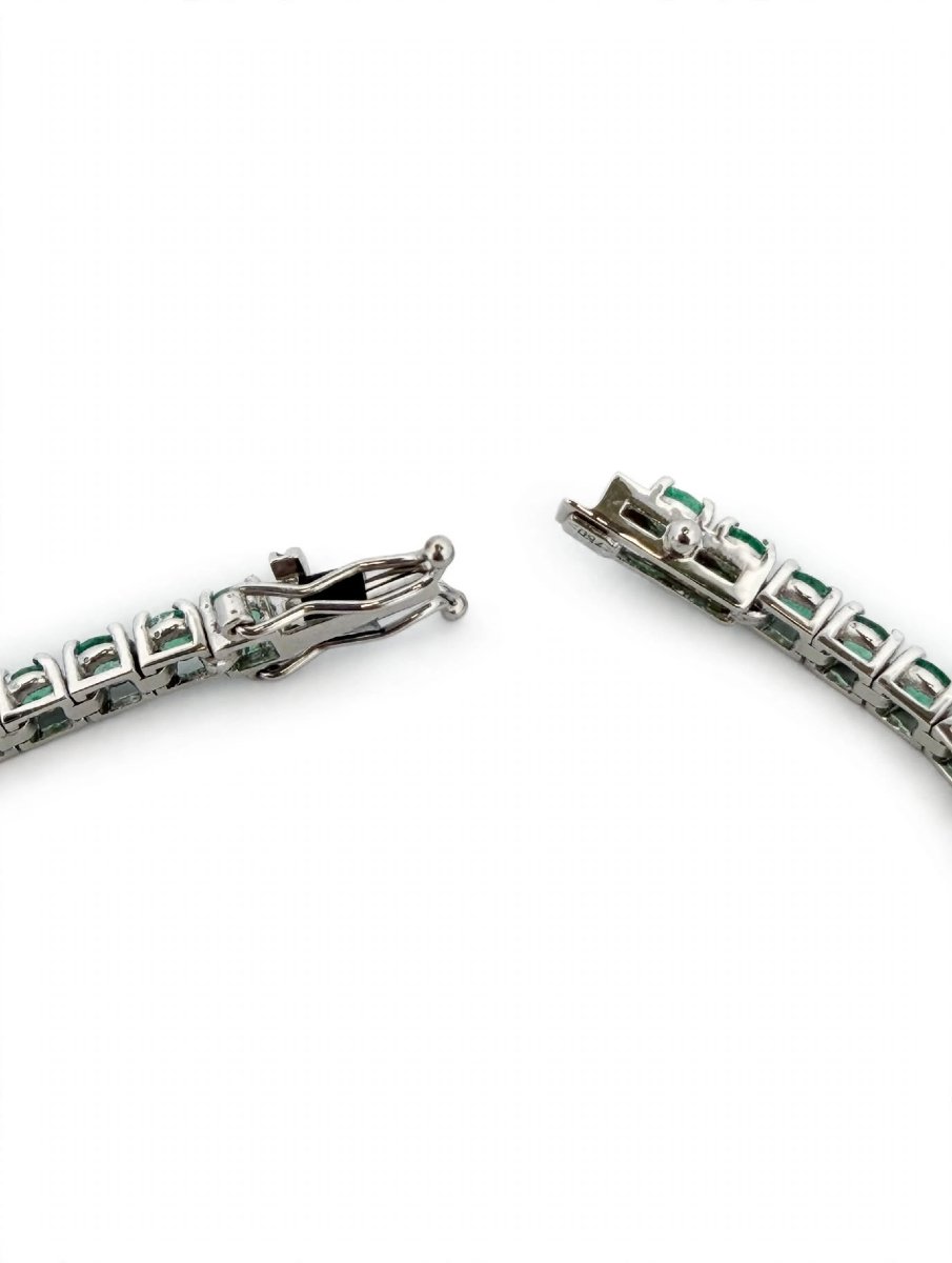 Bracciale tennis in Oro bianco 18Kt con Smeraldi-photo-5