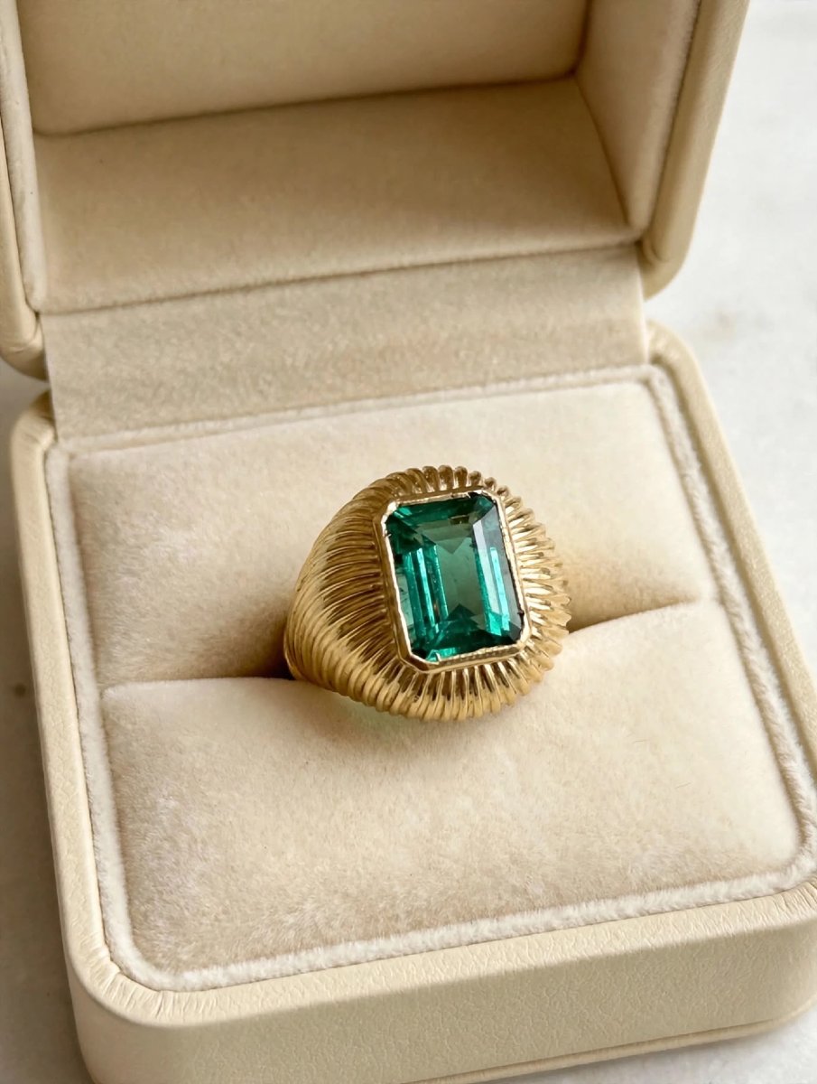 Anello Vintage con Smeraldo Zambia centrale Ct 2.50