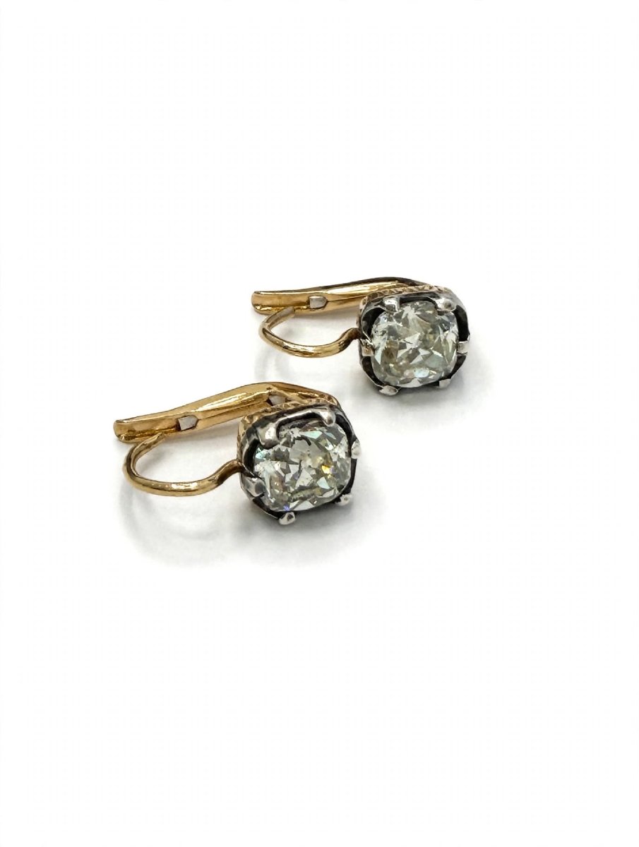 Orecchini Vintage in Oro 18Kt e Argento con Diamanti-photo-2