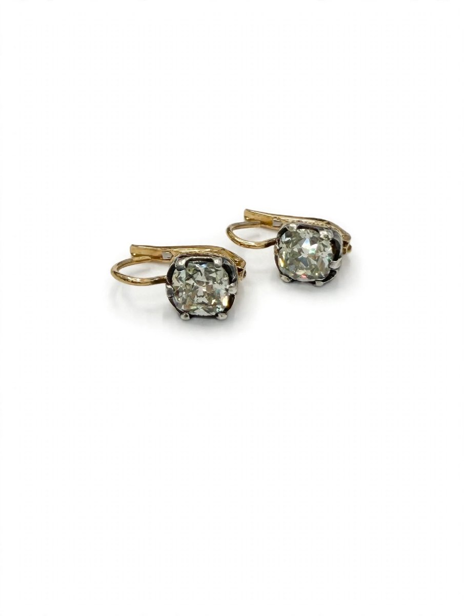 Orecchini Vintage in Oro 18Kt e Argento con Diamanti-photo-3