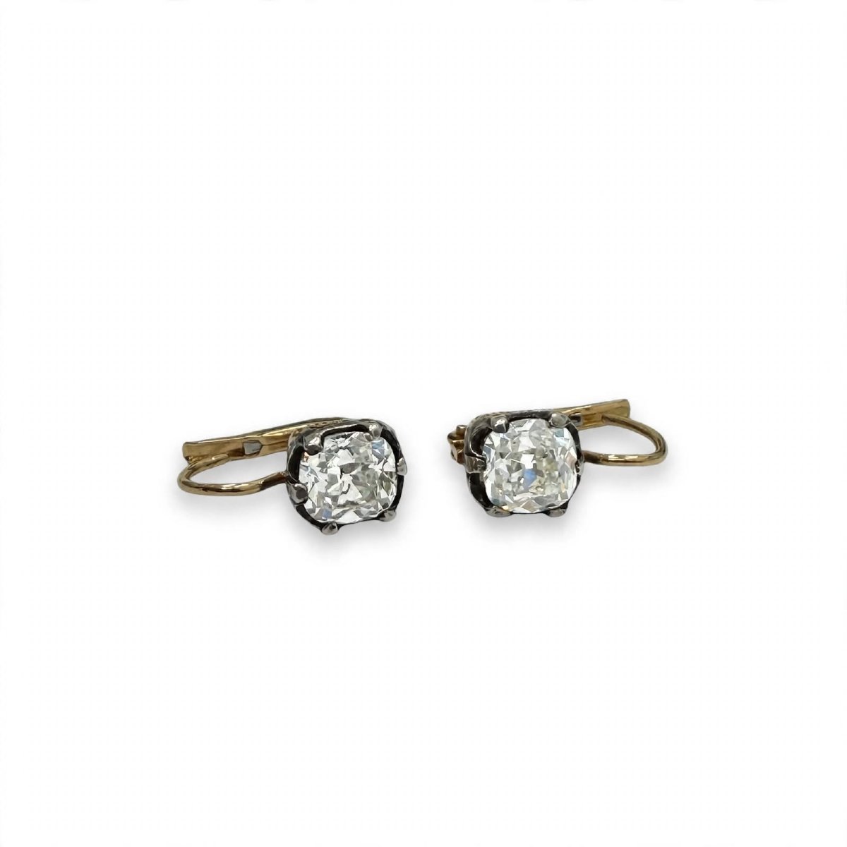 Orecchini Vintage in Oro 18Kt e Argento con Diamanti-photo-2