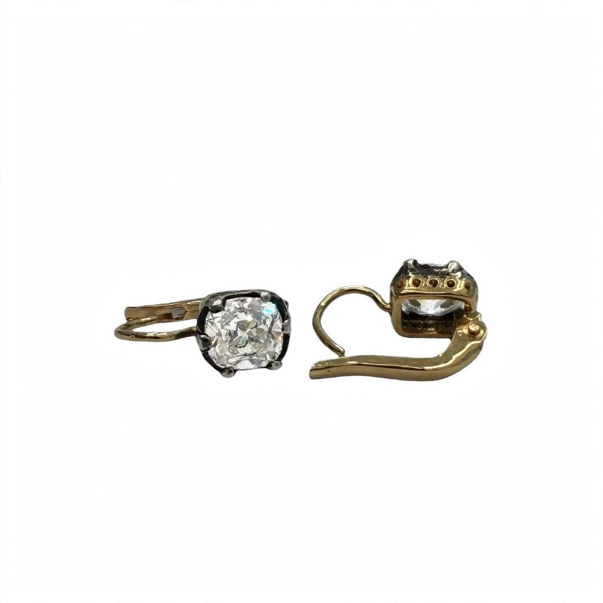 Orecchini Vintage in Oro 18Kt e Argento con Diamanti-photo-4