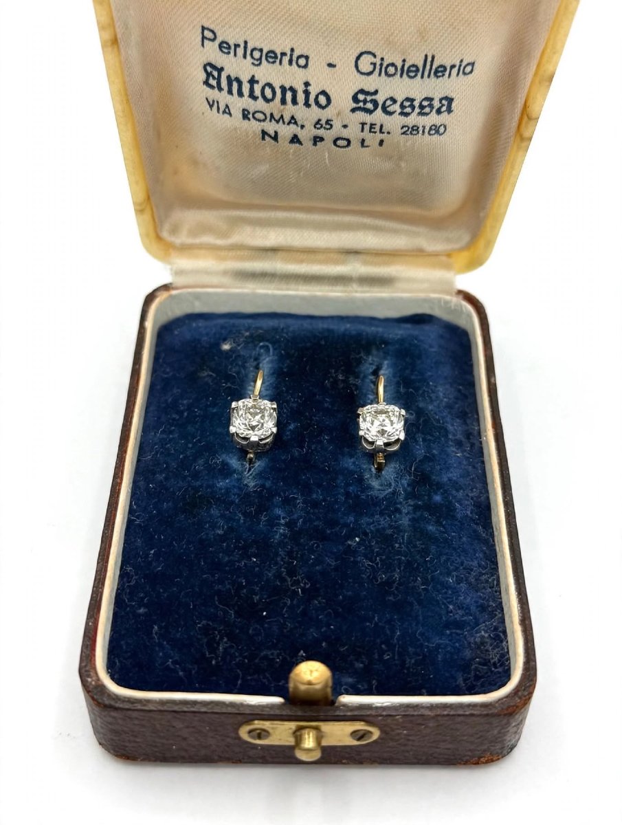 Orecchini Vintage in Oro 18Kt e Argento con Diamanti
