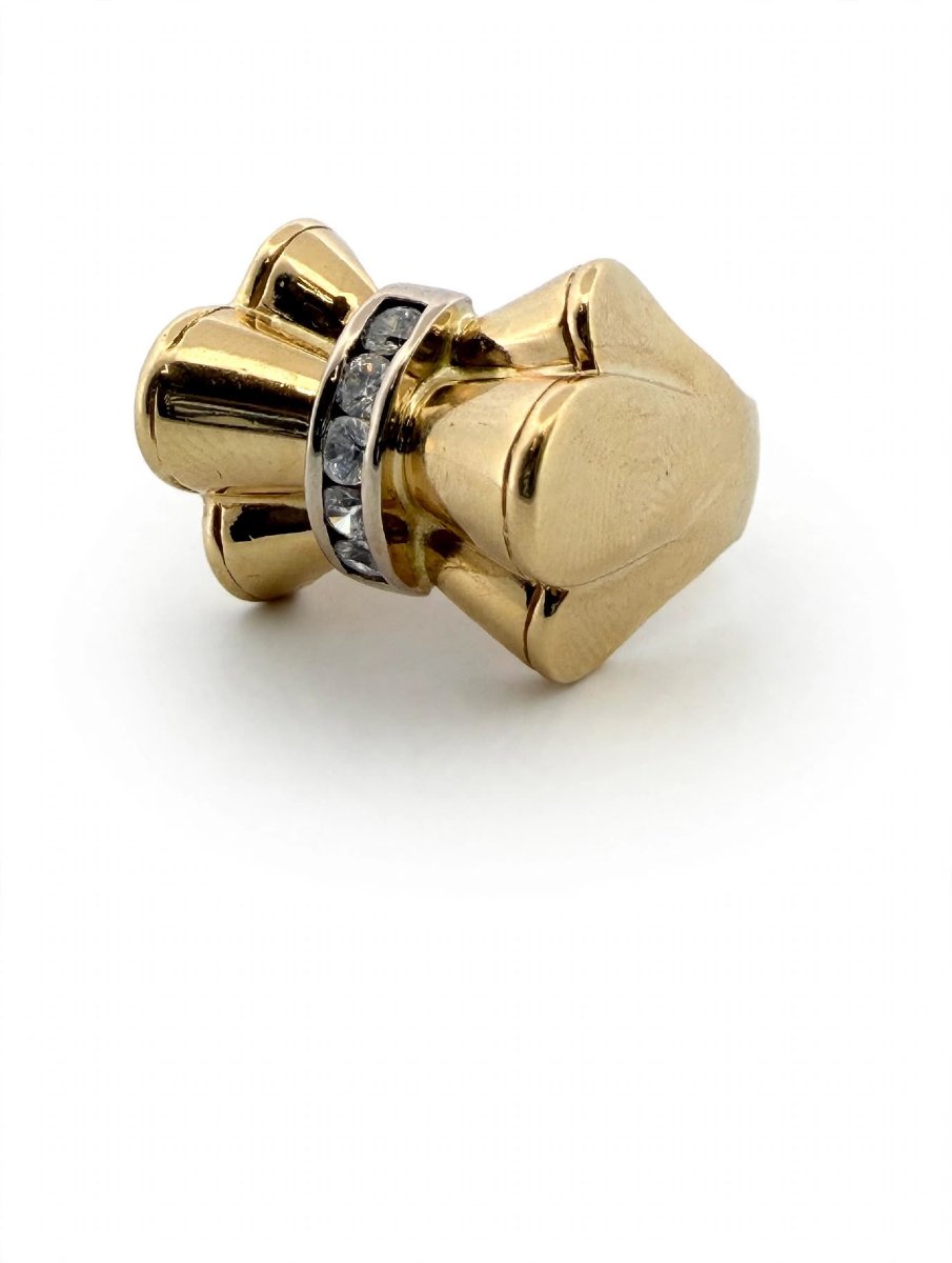 Anello Vintage anni 50-60 in Oro giallo 18Kt con Diamanti Ct 0.30-photo-2