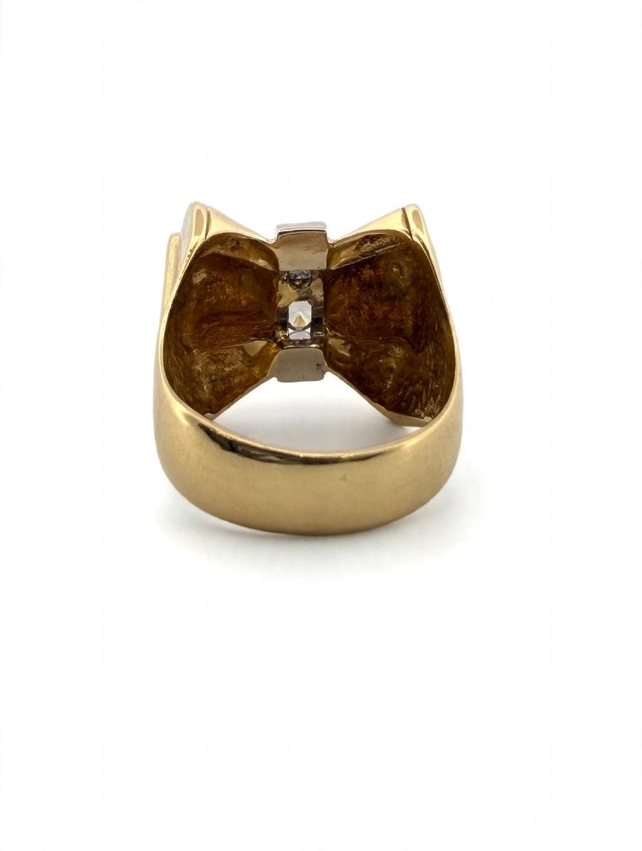 Anello Vintage anni 50-60 in Oro giallo 18Kt con Diamanti Ct 0.30-photo-2