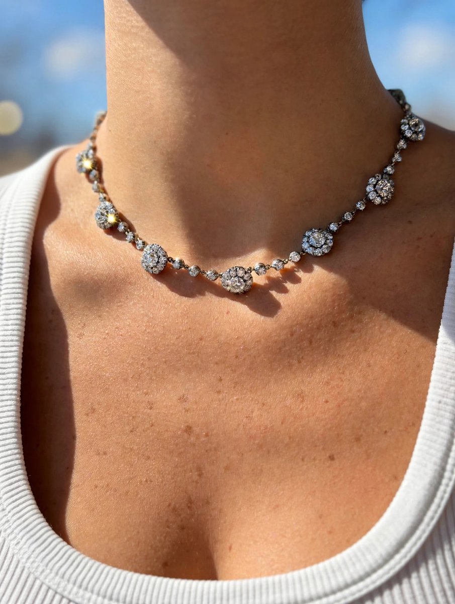 Collana Rivière con Diamanti taglio antico-photo-3