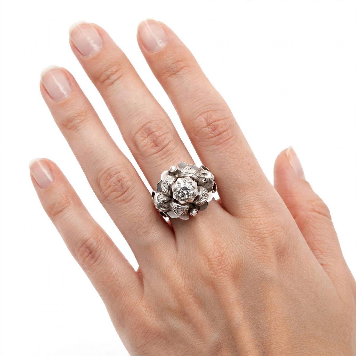 Anello in Oro bianco 18Kt con Diamanti-photo-5