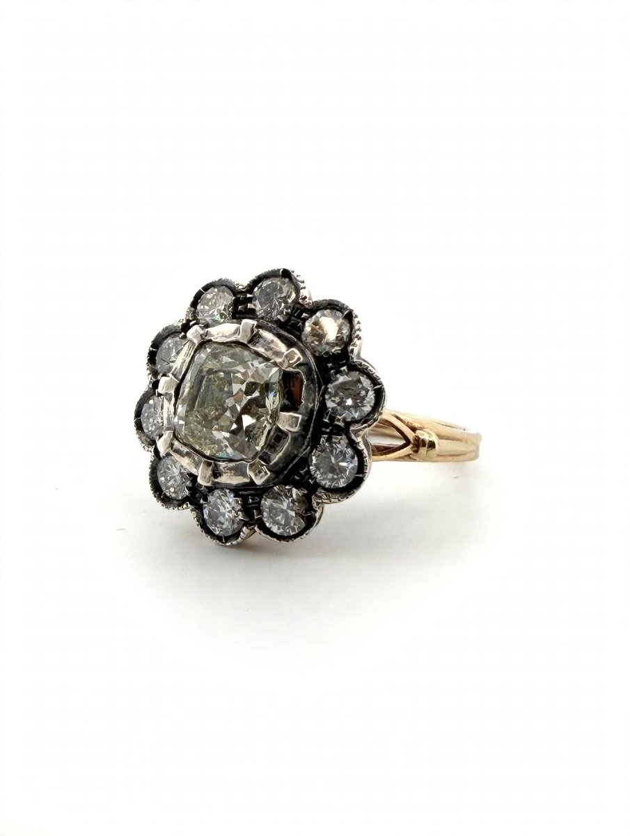 Anello Rosetta Antica con Diamanti Old Mine Ct 2.60 circa-photo-2