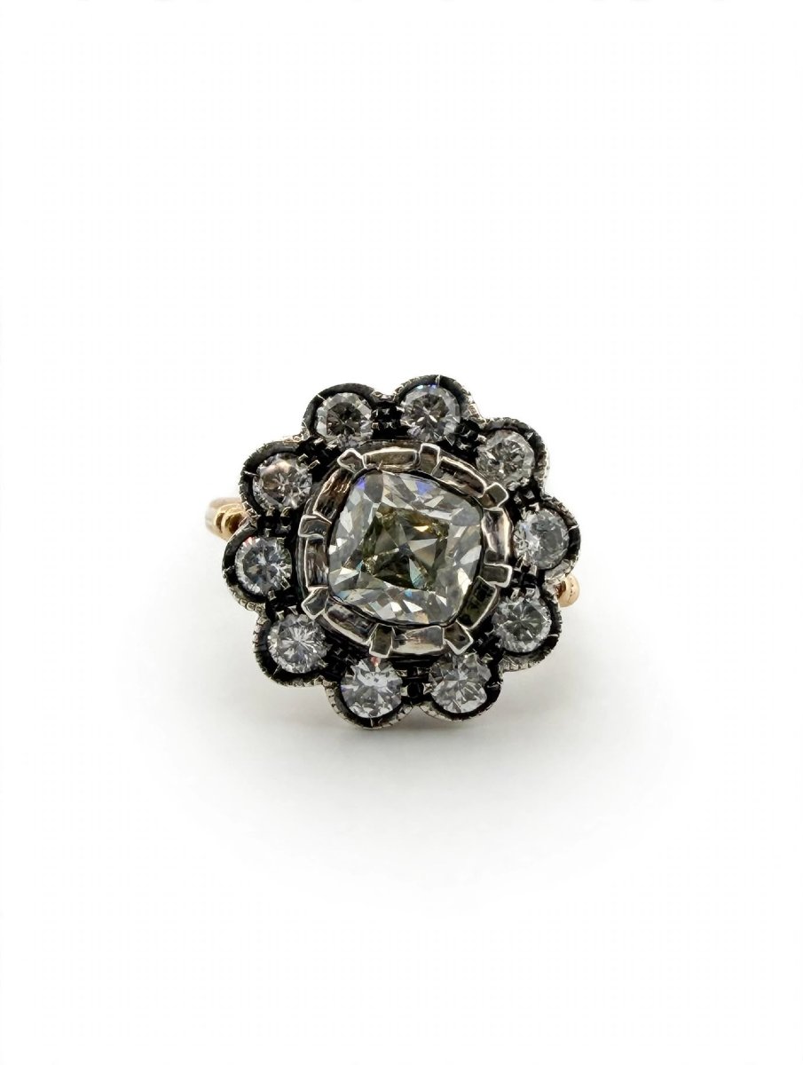Anello Rosetta Antica con Diamanti Old Mine Ct 2.60 circa-photo-3