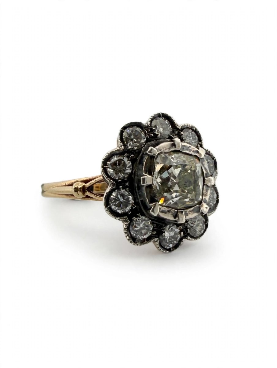 Anello Rosetta Antica con Diamanti Old Mine Ct 2.60 circa-photo-4