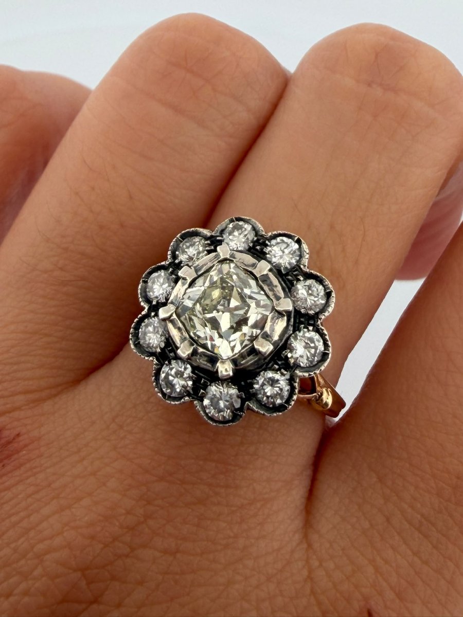 Anello Rosetta Antica con Diamanti Old Mine Ct 2.60 circa-photo-4