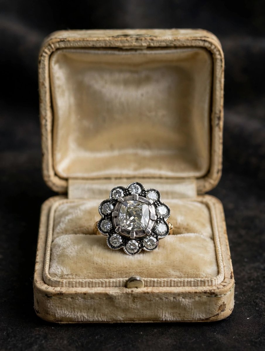 Anello Rosetta Antica con Diamanti Old Mine Ct 2.60 circa
