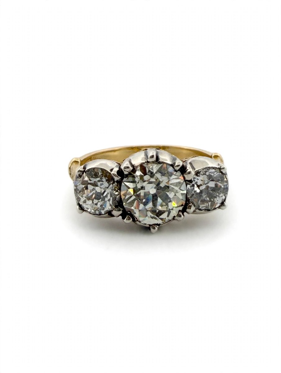 Anello Trilogy Stile Vittoriano in Oro giallo 18Kt con Diamanti-photo-3
