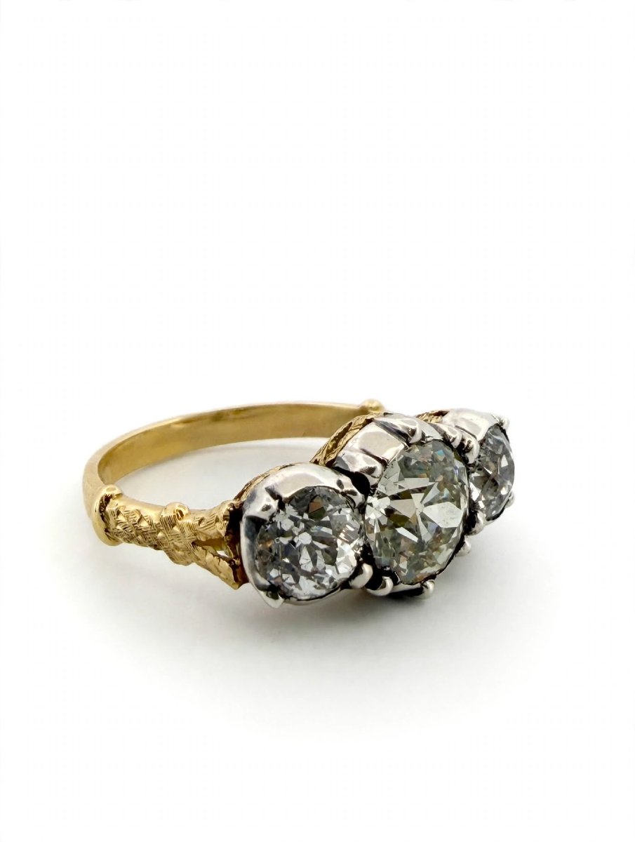 Anello Trilogy Stile Vittoriano in Oro giallo 18Kt con Diamanti-photo-4