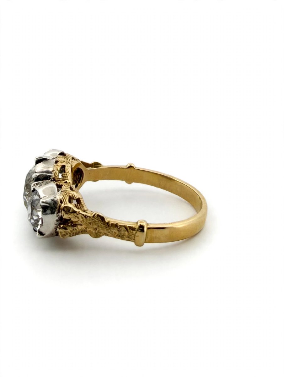 Anello Trilogy Stile Vittoriano in Oro giallo 18Kt con Diamanti-photo-1
