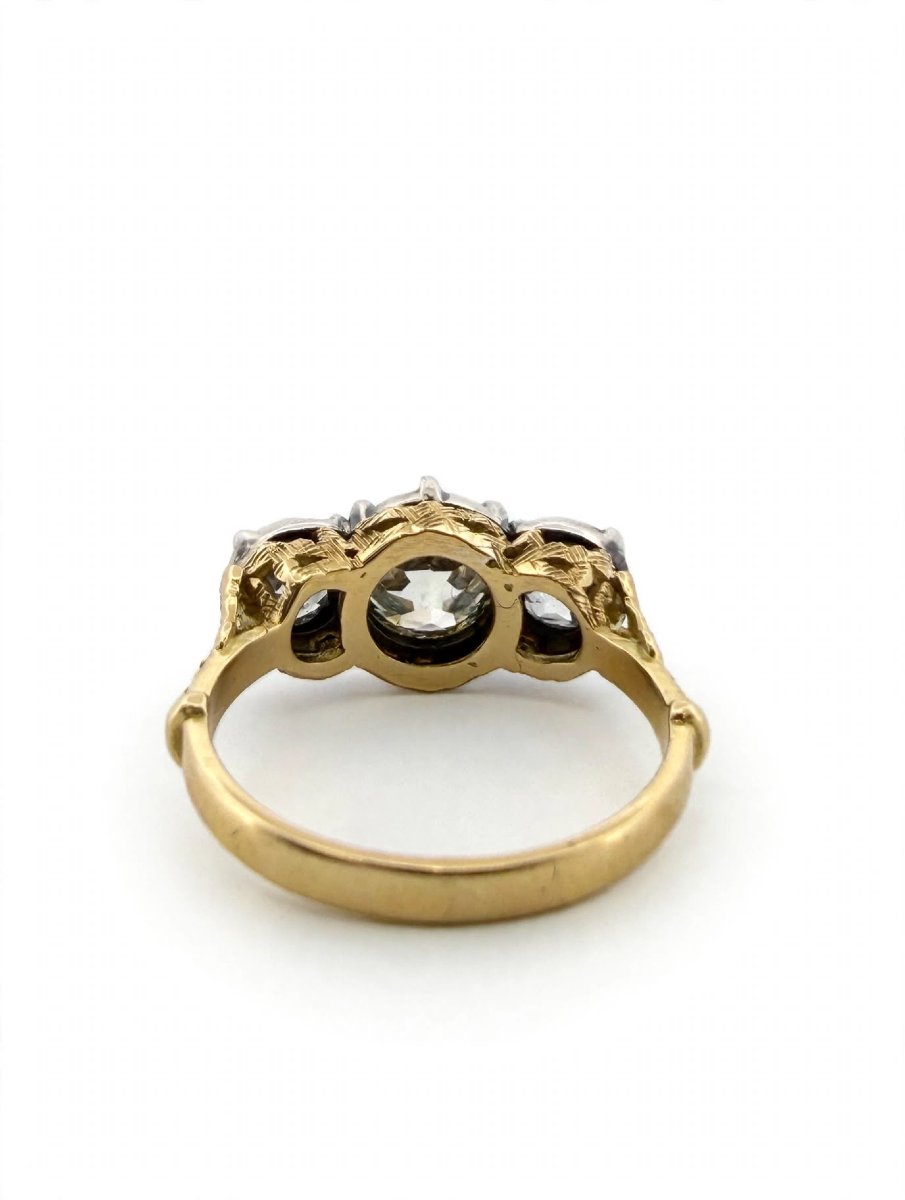Anello Trilogy Stile Vittoriano in Oro giallo 18Kt con Diamanti-photo-2