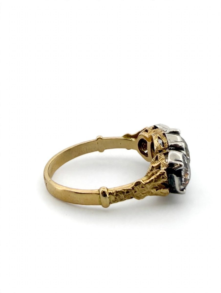 Anello Trilogy Stile Vittoriano in Oro giallo 18Kt con Diamanti-photo-3
