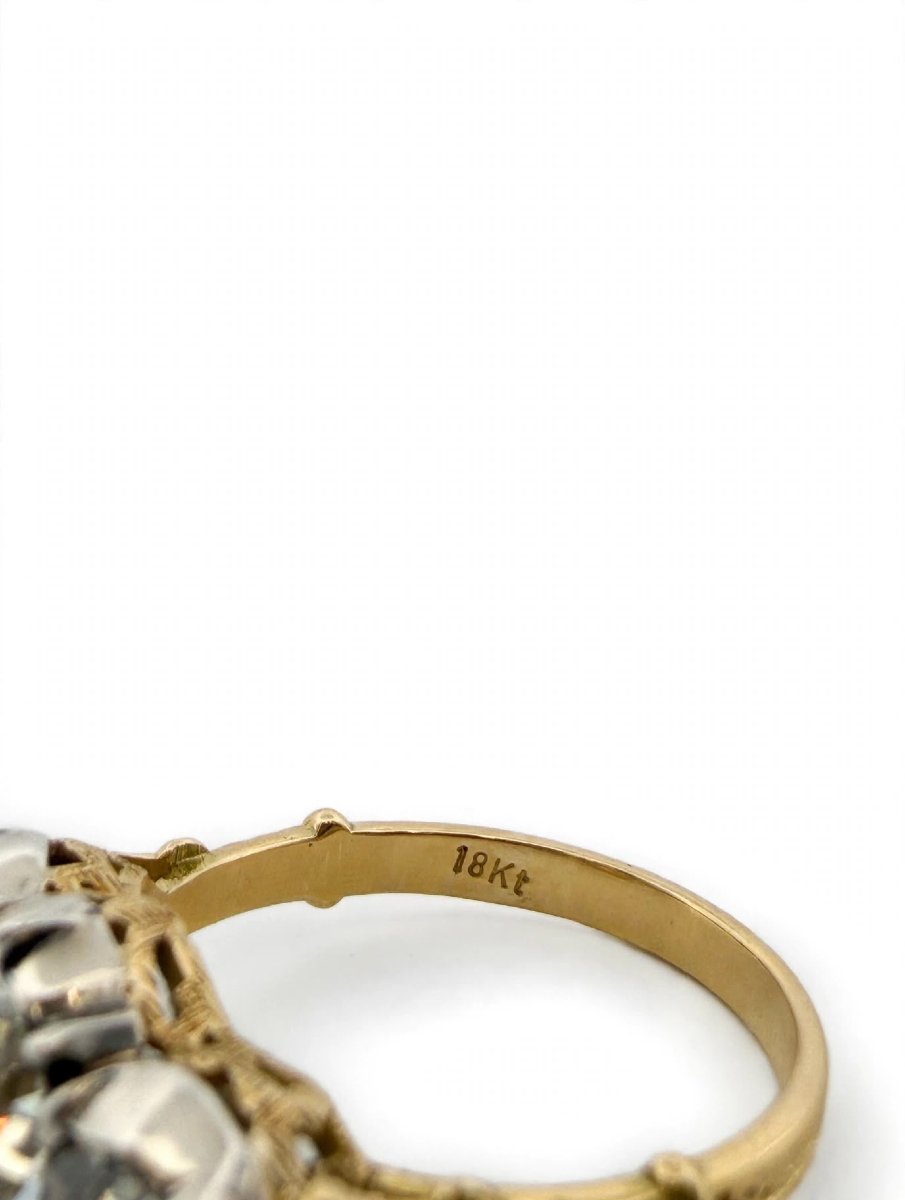 Anello Trilogy Stile Vittoriano in Oro giallo 18Kt con Diamanti-photo-4