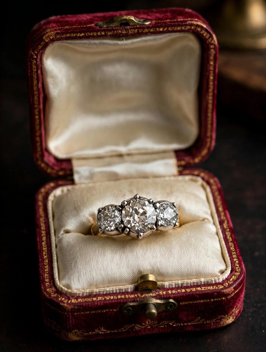 Anello Trilogy Stile Vittoriano in Oro giallo 18Kt con Diamanti