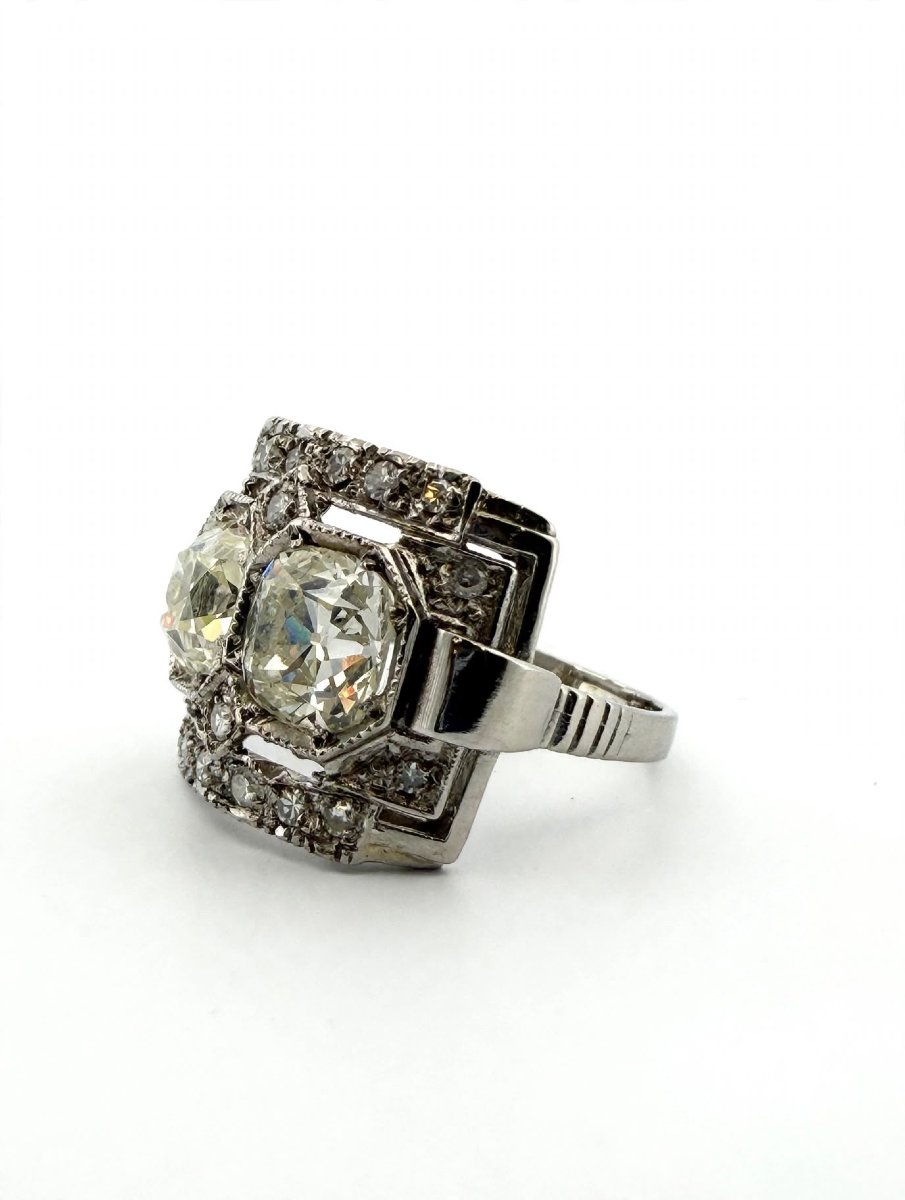 Anello Art Decò con Diamanti Old Mine Cut in Platino 950-photo-2