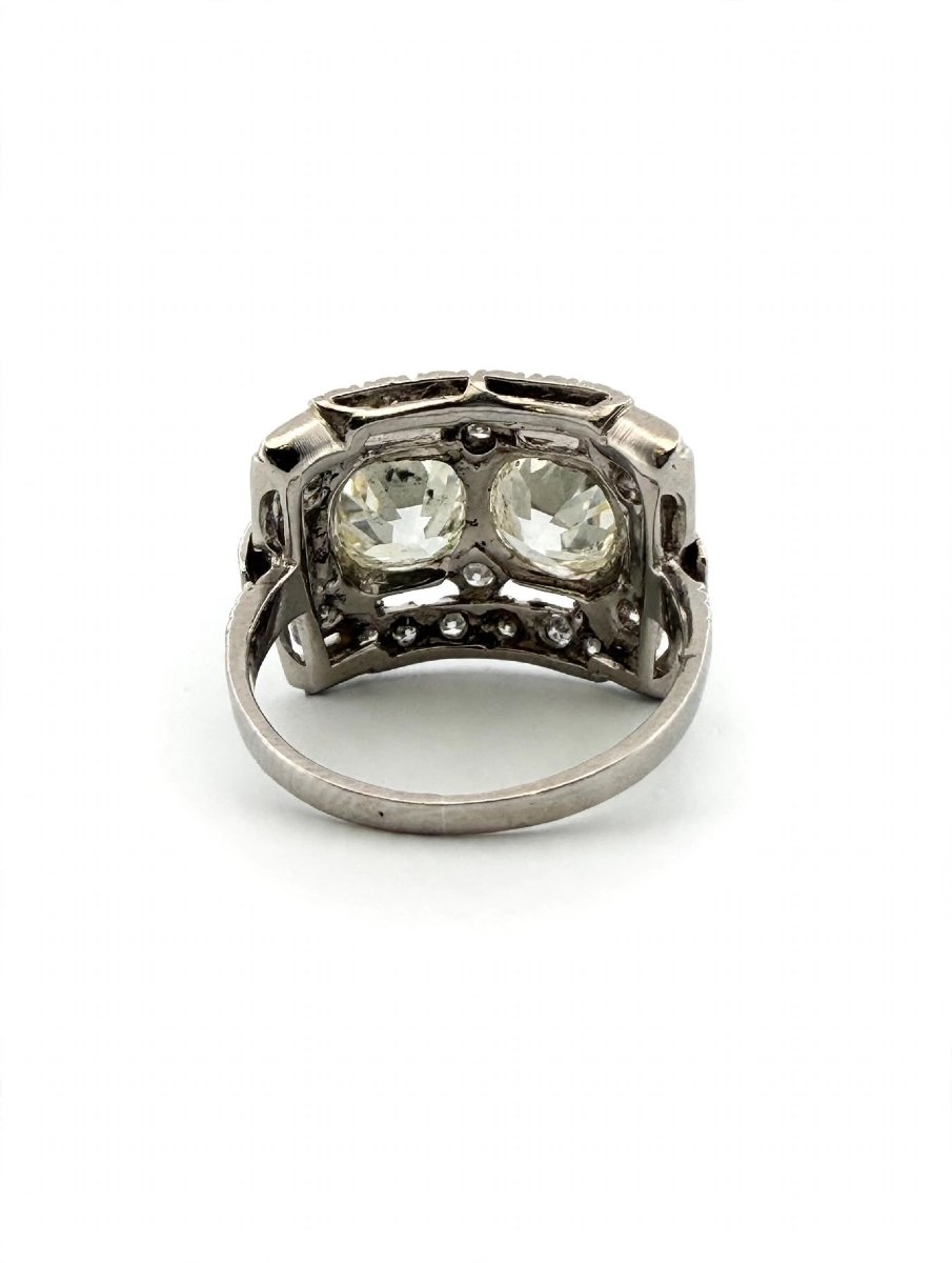 Anello Art Decò con Diamanti Old Mine Cut in Platino 950-photo-2