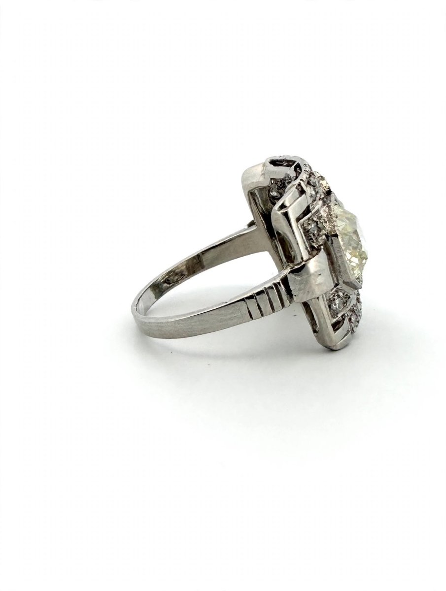 Anello Art Decò con Diamanti Old Mine Cut in Platino 950-photo-3
