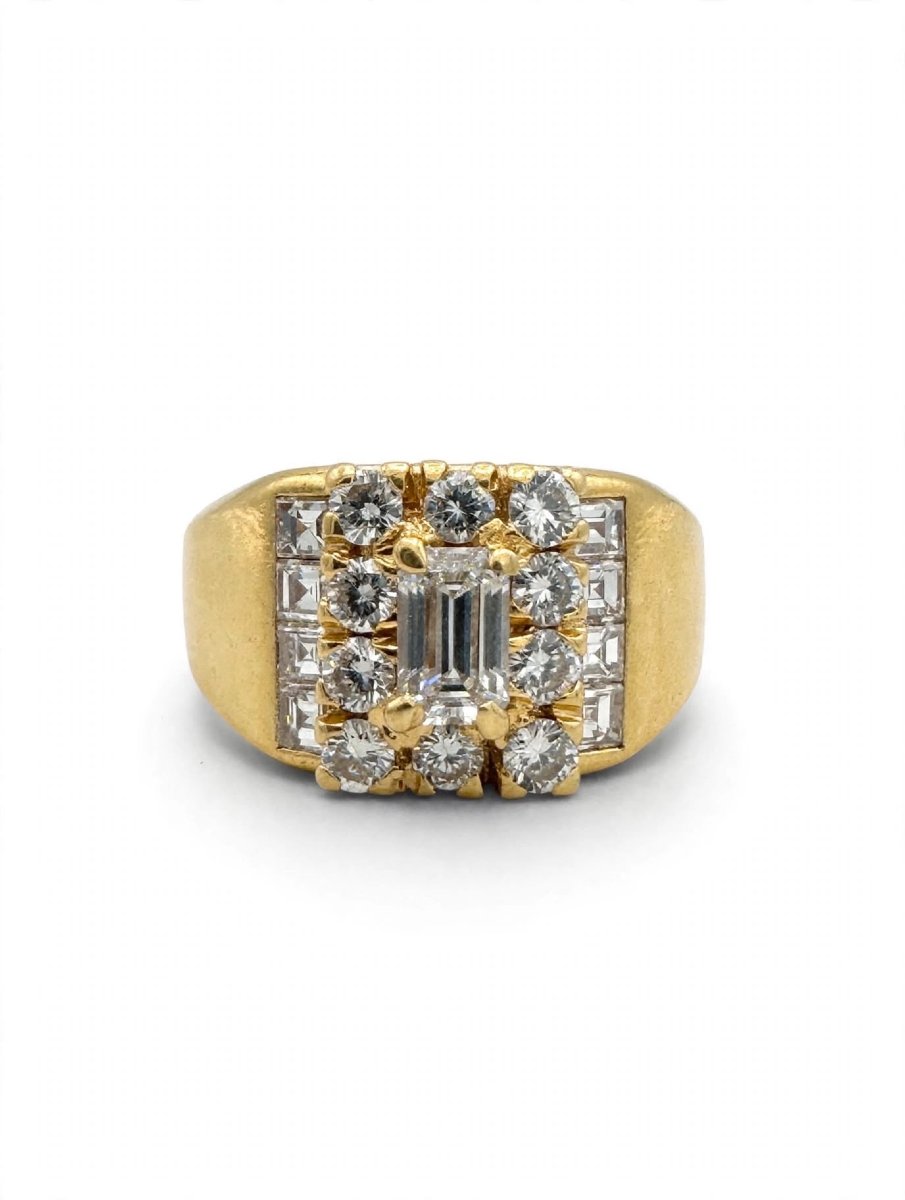 Anello a fascia in Oro giallo 18Kt con Diamanti-photo-2