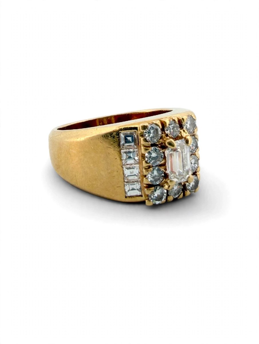 Anello a fascia in Oro giallo 18Kt con Diamanti-photo-4