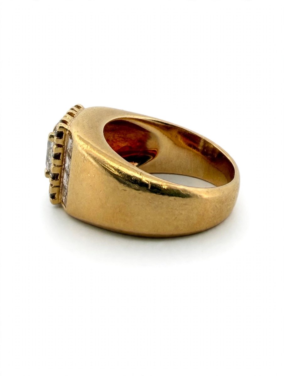 Anello a fascia in Oro giallo 18Kt con Diamanti-photo-2