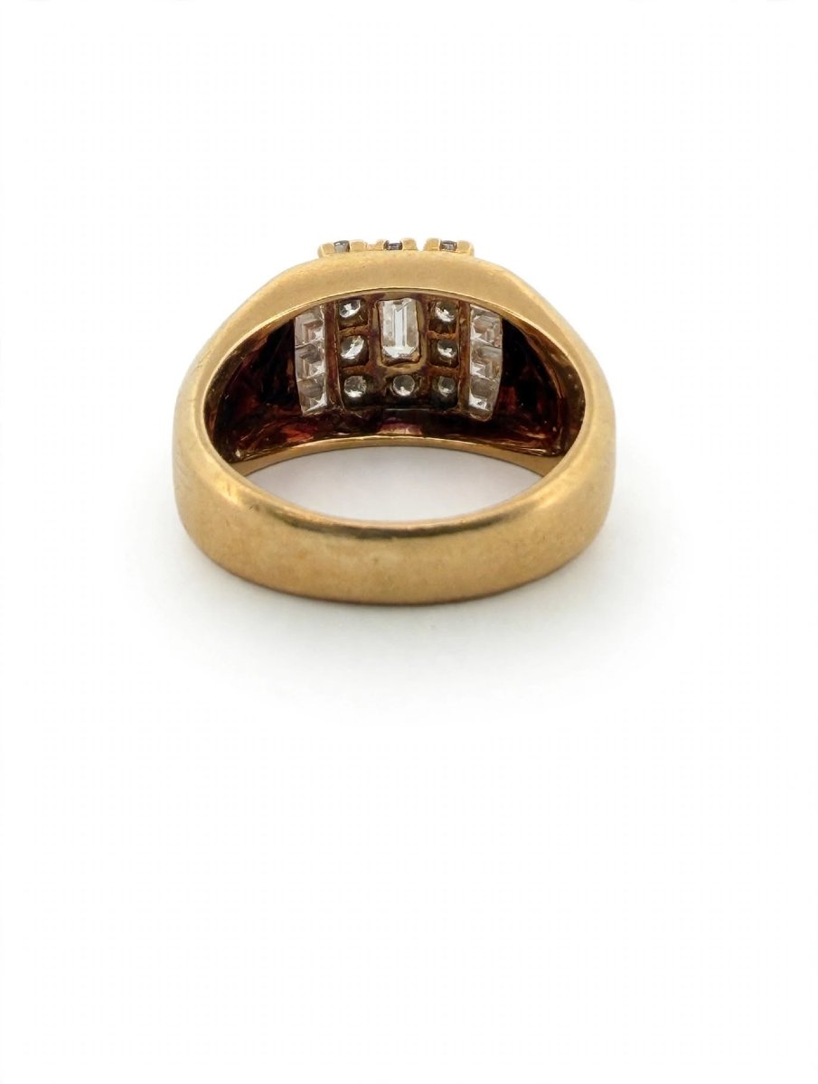 Anello a fascia in Oro giallo 18Kt con Diamanti-photo-3