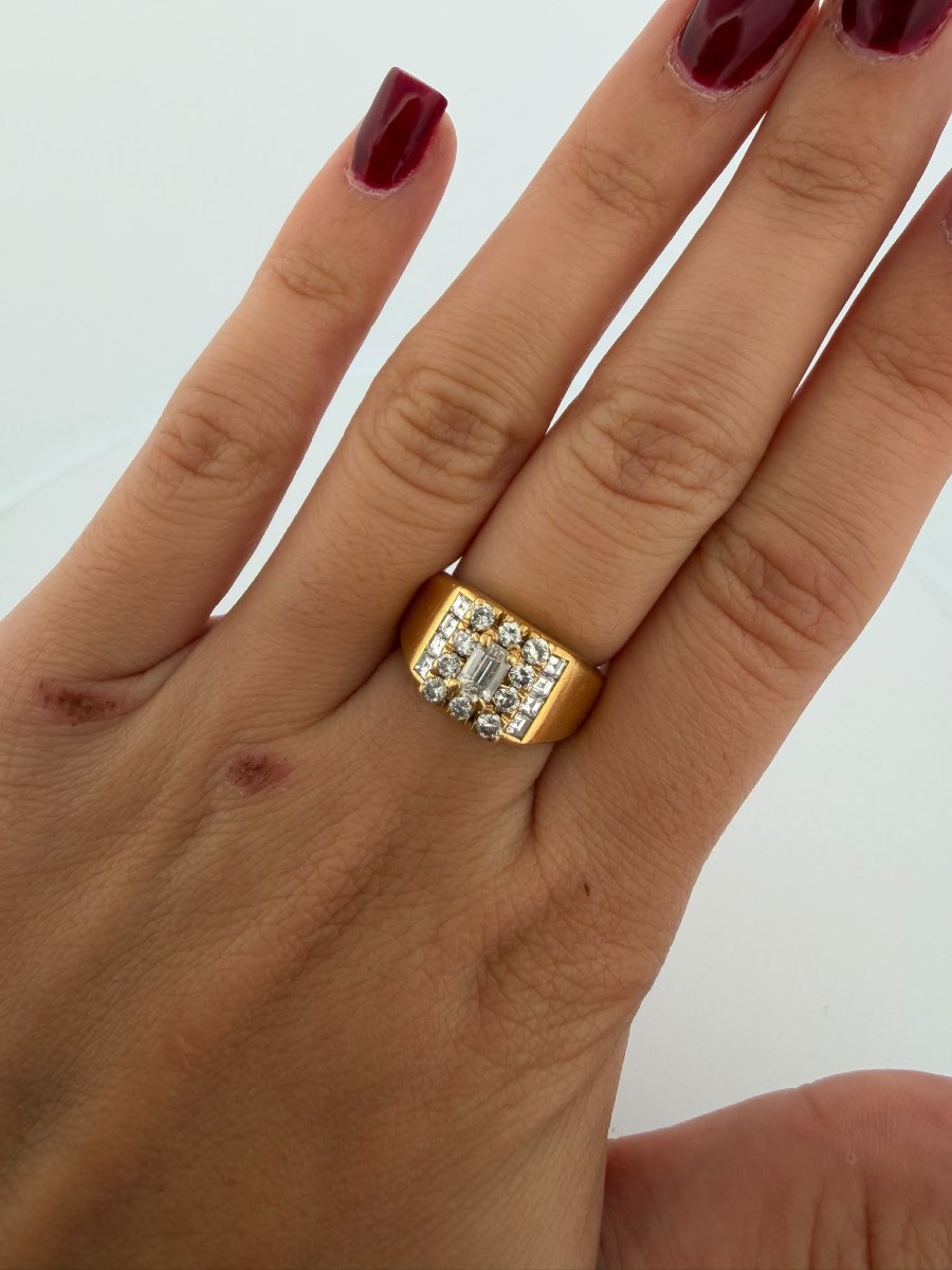 Anello a fascia in Oro giallo 18Kt con Diamanti-photo-5