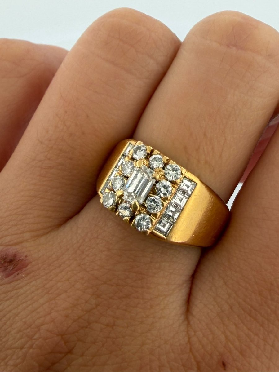 Anello a fascia in Oro giallo 18Kt con Diamanti-photo-6
