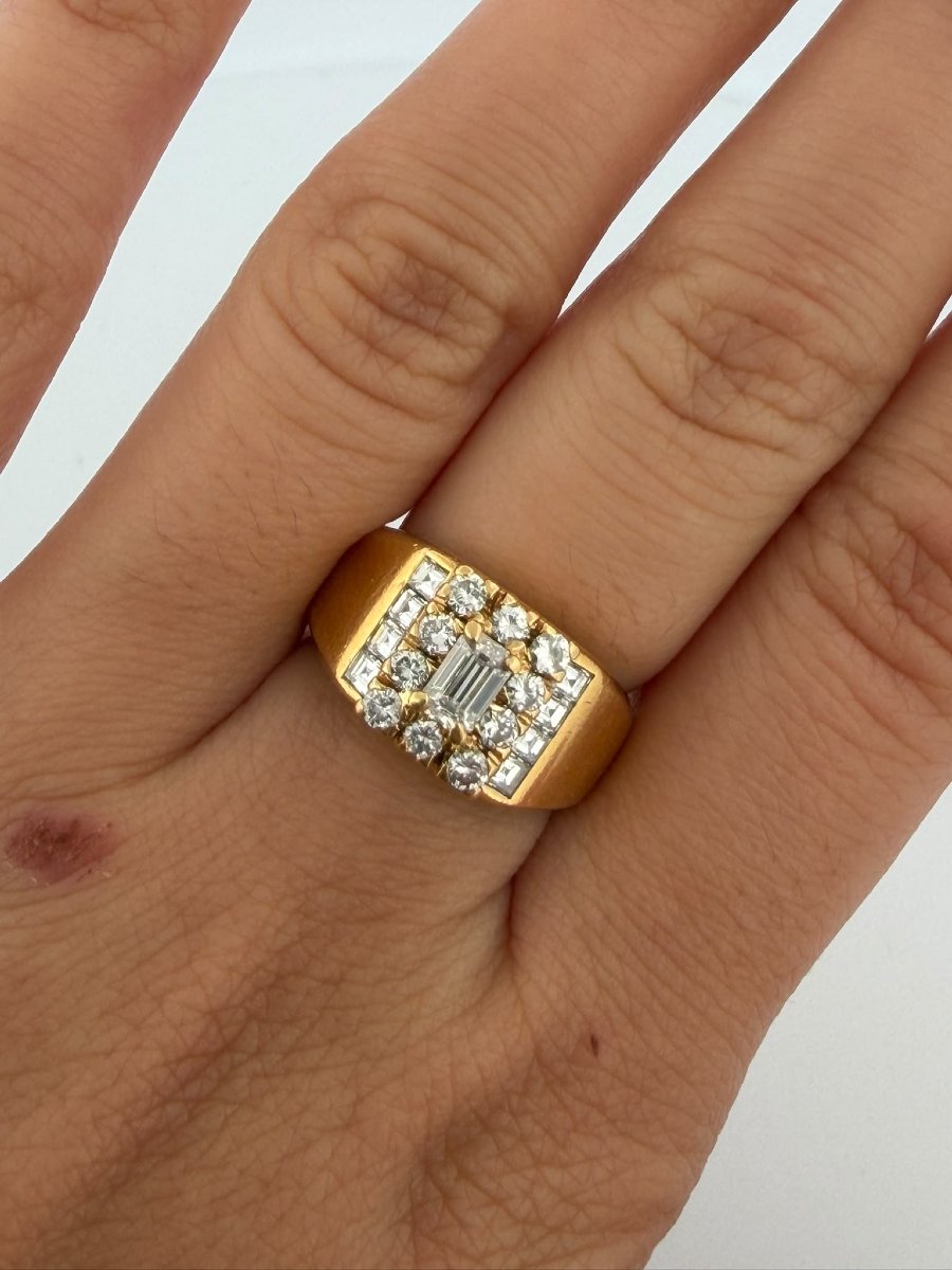 Anello a fascia in Oro giallo 18Kt con Diamanti-photo-7