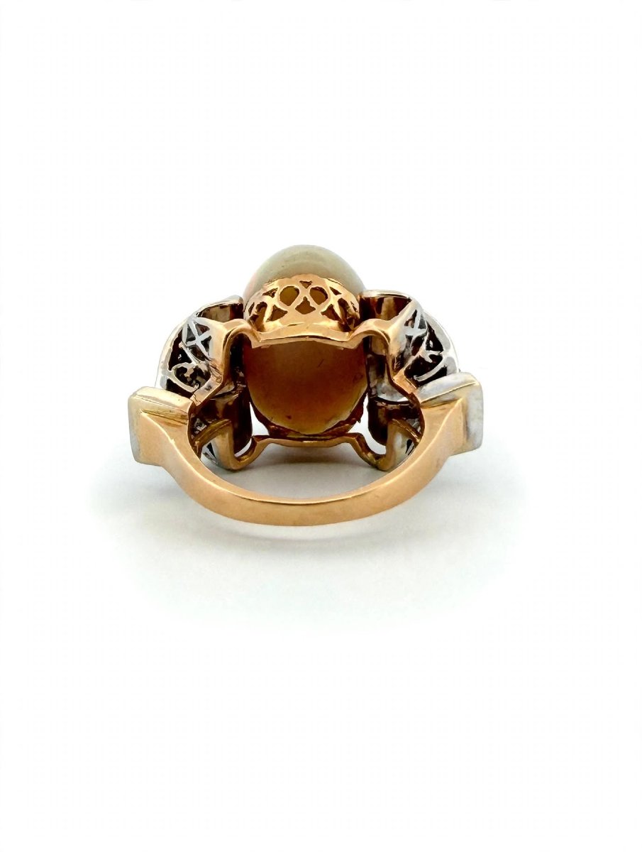 Anello in Oro giallo e bianco 18Kt con Opale e Diamanti-photo-2