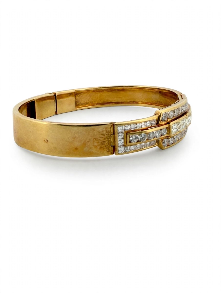 Bracciale Rigido in Oro giallo 18Kt con Diamanti-photo-2