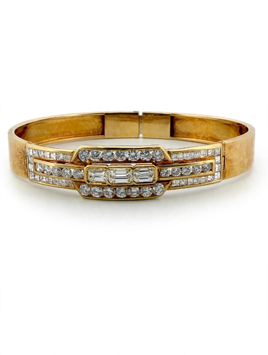 Bracciale Rigido in Oro giallo 18Kt con Diamanti-photo-3