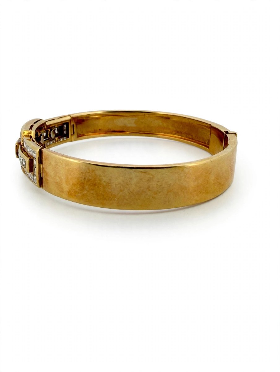 Bracciale Rigido in Oro giallo 18Kt con Diamanti-photo-3