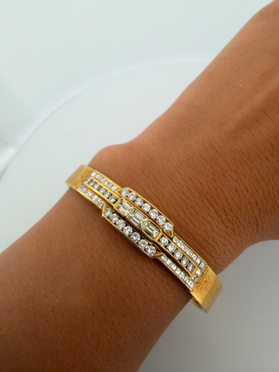 Bracciale Rigido in Oro giallo 18Kt con Diamanti-photo-6