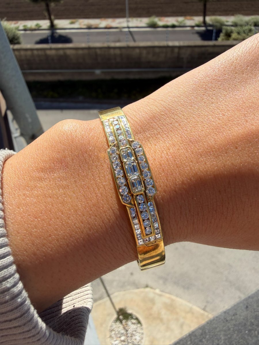 Bracciale Rigido in Oro giallo 18Kt con Diamanti-photo-7