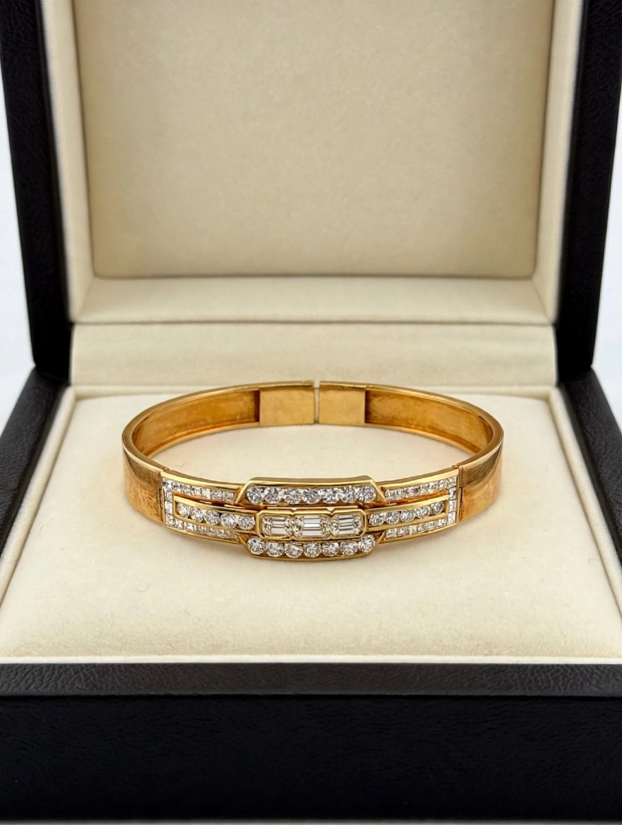 Bracciale Rigido in Oro giallo 18Kt con Diamanti